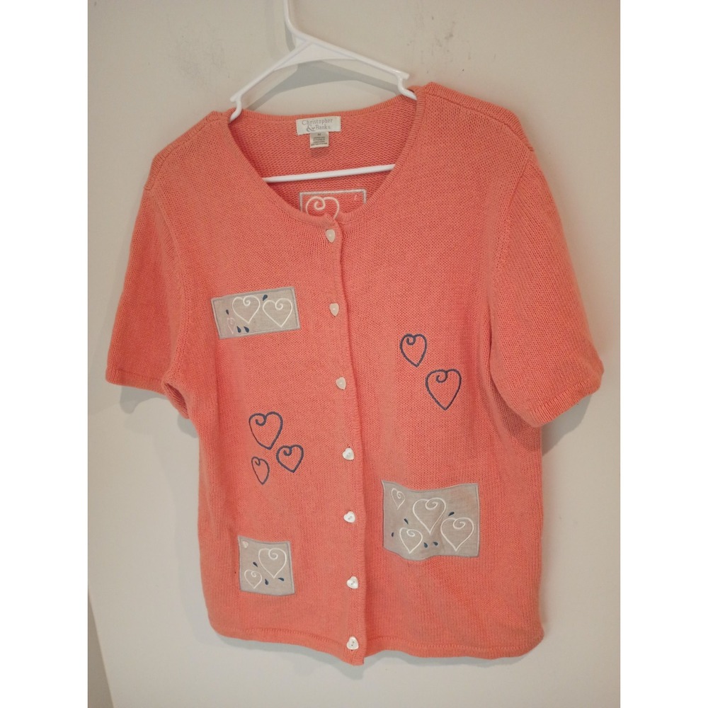 Christopher & Banks Vintage Y2K Womens Medium Short Sleeve Heart Cardigan...